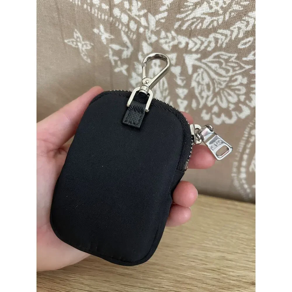 Prada Re-Nylon Mini Pouch with Keychain Black 1TT119
